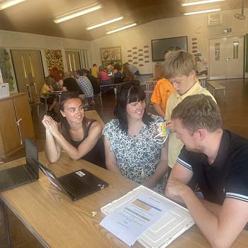 Group talking around a table