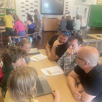 People infront of green screen