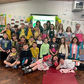 Children wearing colourful clothes for the fashion show